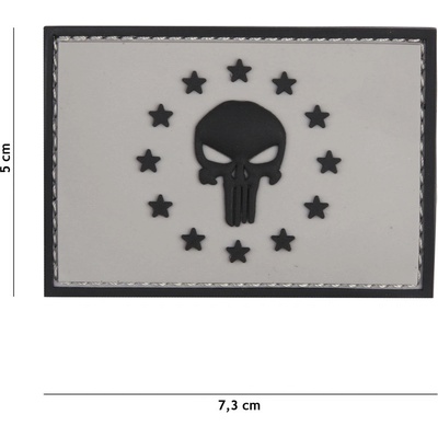 Gumová nášivka 101 Inc vlajka Punisher EU - sivá