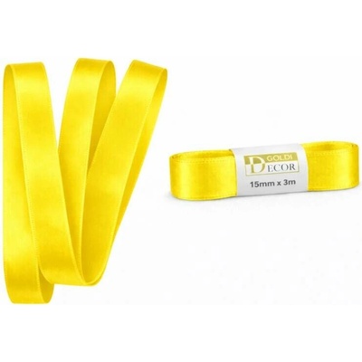 Stuha saténová sytě žlutá - skládaná 15mm x 3m (6,-Kč/m) – Sleviste.cz