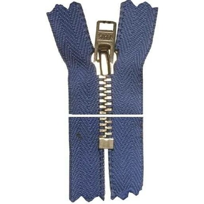 Kovový zip, nedělitelný, slabý - 22cm - modrý - BALENÍ 10 ks