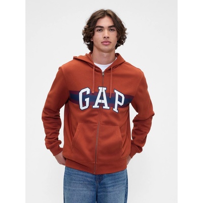 GAP mikina na zips s logom hnedá