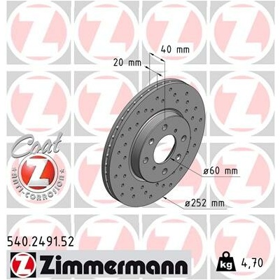 Brzdový kotúč ZIMMERMANN 540.2491.52 (540249152)