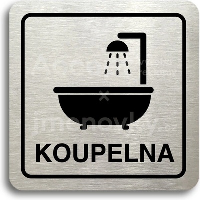 ACCEPT Piktogram koupelna - stříbrná tabulka - černý tisk