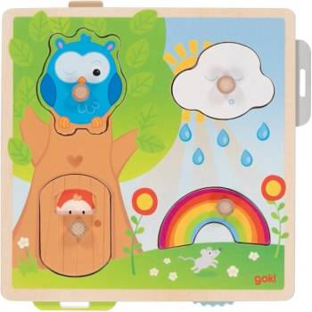 Goki Дървен пъзел Goki - Времето, със скрити картинки (57339)