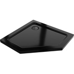 Mexen Flat петстенен, тънък подложник 90 x 90 см, черен, черен сифон - 41P709090-B (41P709090-B)