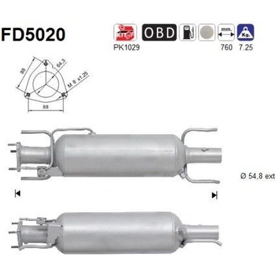 Filter sadzí/pevných častíc výfukového systému AS FD5020