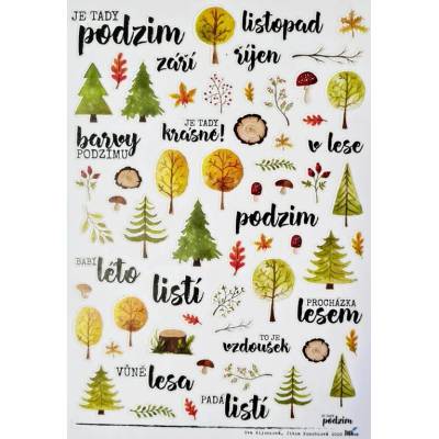 Průhledné samolepky HuráPapír Hurá Papír - A5 / JE TADY, PODZIM - české samolepky, bílý