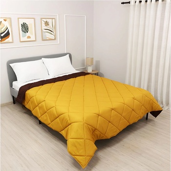 EmonaMall Олекотена завивка EmonaMall Елинор Мока/Горчица, Лятна, 200/210 см, Капитонирана - Код S17985 (S17985-3800237626618)