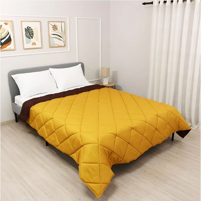 EmonaMall Олекотена завивка EmonaMall Елинор Мока/Горчица, Лятна, 200/210 см, Капитонирана - Код S17985 (S17985-3800237626618)