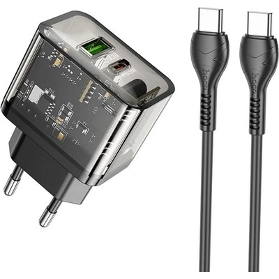 hoco. Зарядно устройство HOCO N34 за USB+Type-C гнездо 20W, бързо зарядно устройство PD 3.0 + кабел Type-C, TRANSFER N34_USB_C_T (N34_USB_C_T)