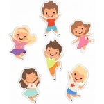LearnHow Double-sided window decorations - Cheerful children 6pcs