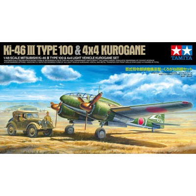 Tamiya Mitsubishi Ki-46 III Type 100 & 4x4 Light Vehicle Kurogane Set 1:48