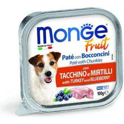 Monge Fruit Paté and Chunkies paštika s krůtími kousky a borůvkami pro dospělé psy 100 g