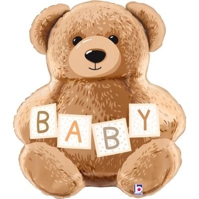 GRABO Medvídek s nápisem BABY 24" 61cm fóliový balónek nafukovací