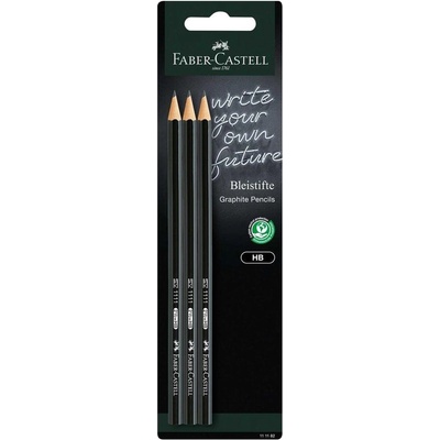 Faber-Castell Молив 1111, чернографитен, HB, 3 броя в блисте (1015100439)