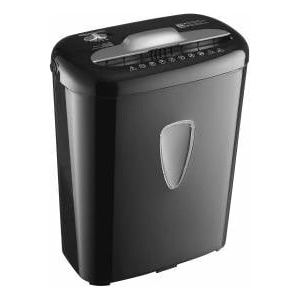 Amazon Basics document shredder with microparticle cut, 5-6 sheets, with transparent viewing window, for documents and credit cards, 15.5l collection container, black - AU610MA