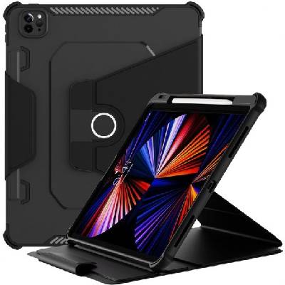 Устойчив въртящ се 360° калъф с място за Apple Pencil за iPad Air 4 (2020) / Air 5 (2022) / Pro 11" (2018-2022) - черно (70976)