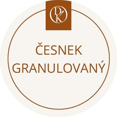 Davídkovo koření Etiketa Česnek granulovaný béžová průměr 4,5 cm 1 ks