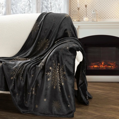 Eurofirany vánoční flanel deka Snow gold 150X200
