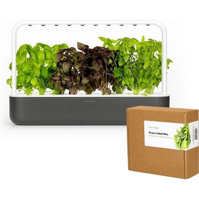 Click & Grow Комплект Click and Grow смарт саксия Smart Garden 9, Сива + семена 9 броя Салатен микс (SG9S8UNI_Salad Mix)