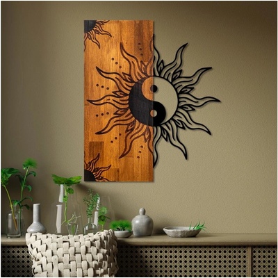 Asir Nástenná dekorácia 50x58 cm jin jang drevo/kov AS1696