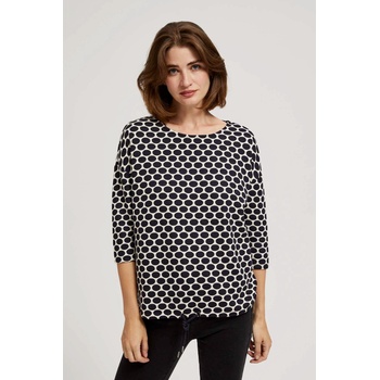 Moodo Бяла и тъмносиня блуза с геометричен десен Moodo Moodo | Byal | ЖЕНИ | XS