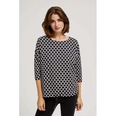 Moodo Бяла и тъмносиня блуза с геометричен десен Moodo Moodo | Byal | ЖЕНИ | XS