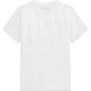 GUESS Едноцветна бяла тениска за момче с малко гумирано лого Guess