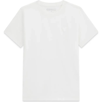 GUESS Едноцветна бяла тениска за момче с малко гумирано лого Guess