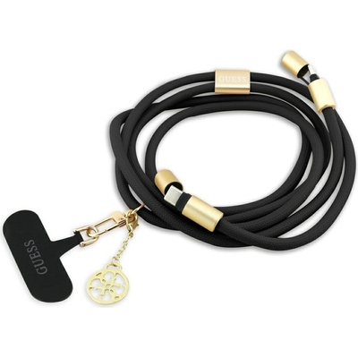 Guess - Кабел за данни CBDY 4G Charm (GUCCUCNY4GDK) - USB-C към USB-C, бързо зареждане, регулируема каишка, защитна капачка, 1.5 м - черен