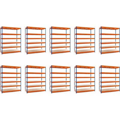 Mamutex Heavy Regál 260 x 150 x 80 cm 6 polic modrooranžový 10 ks