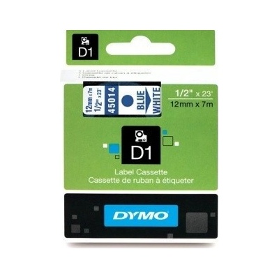 Dymo D1 45014, S0720540, 12mm x 7m modrá tlač / biely podklad, originálna páska