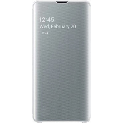 Samsung Clear View Cover EF-ZG973CW - оригинален кейс, през който виждате информация от дисплея за Samsung Galaxy S10 (бял-сив)