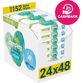 Pampers Vlhčené ubrousky Harmonie Aqua 24 x 48 ks