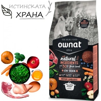 OWNAT Ultra Medium Lamb and Rice - Натурална суха храна с пряснo агнешко месо, за кучета предразположени към алергии и непоносимост към храната - 3 кг, Испания - 109051