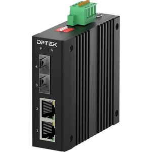 DPTEK DK-MC10F-2FP2FS-E - Индустриален оптичен медиа конвертор 2x10-100Base-TX RJ45 PoE + 2x100Base-FX SFP, Din-rail (DK-MC10F-2FP2FS-E)