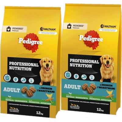 Pedigree Professional Nutrition Adult s drůbežím masem a zeleninou pro velké a střední psy 2 x 12 kg