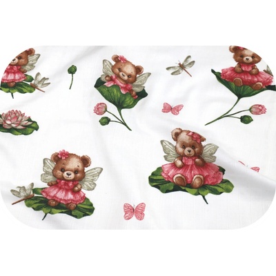 Ega Kids Mušelínová zavinovačka 120x120cm Medvedík a kvety