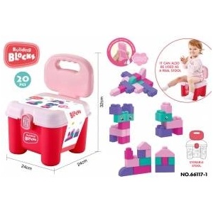 Mattel Soft Building Blocks Set + Pink Storage Stool