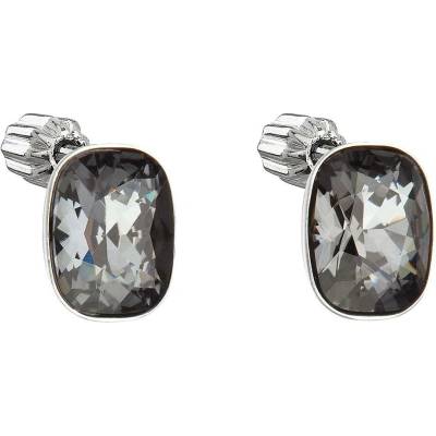 Pavona Stříbrné náušnice pecka s krystaly Swarovski černý obdélník 31279.5