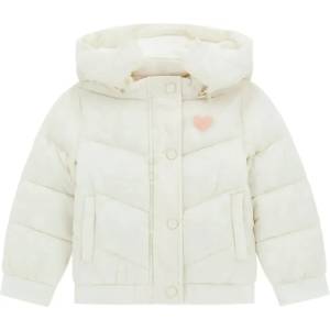 GUESS Зимно яке за мини момиче в мръсно бяло с качулка и лого Guess