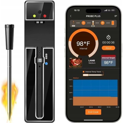 KUCHYŇSKÝ TEPLOMĚR s sondou, ovládání přes Bluetooth aplikaci, nerezová ocel