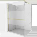Mexen Kioto+ душ кабина със стена с рафт Walk-in 100 x 200 см, прозрачна/матова, златна четка - 800-100-121-55-35 (800-100-121-55-35)