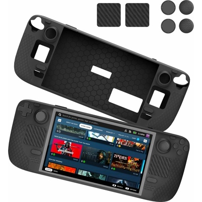 JYS Kryt pouzdra + gumové kryty tlačítek Steam Deck / Černá / Jys-sd011
