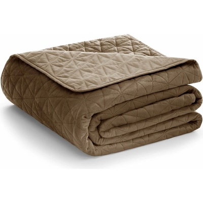 AmeliaHome Svetlohnedý zamatový prešívaný pléd Laila 170x210