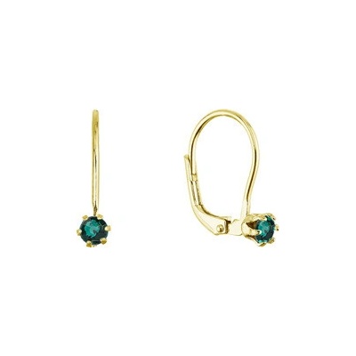 Evolution Group Pozlacené visací náušnice s Preciosa krystalem 31322.3 emerald