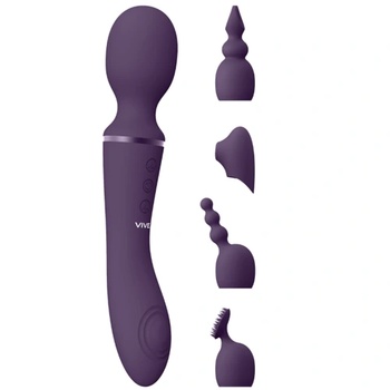 VIVE by Shots Луксозен мф вибратор и масажор с 4 приставки "vive nami purple" 22 см