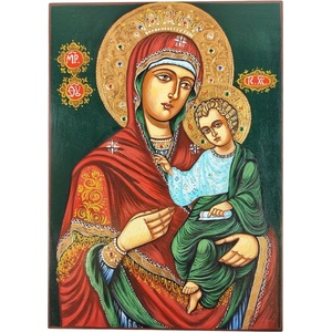  СПЕЦИАЛНА РЪЧНО РИСУВАНА ИКОНА СВЕТА БОГОРОДИЦА ИВЕРСКА С КРИСТАЛИ