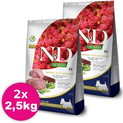 N&D Dog Quinoa GF Adult Mini Weight Managment Lamb 2 x 2,5 kg