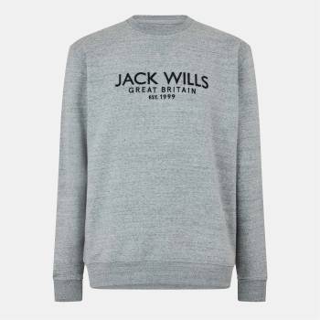 Jack Wills Мъжка блуза Jack Wills Belvue Logo Sweatshirt Mens - Grey Marl