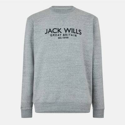 Jack Wills Мъжка блуза Jack Wills Belvue Logo Sweatshirt Mens - Grey Marl